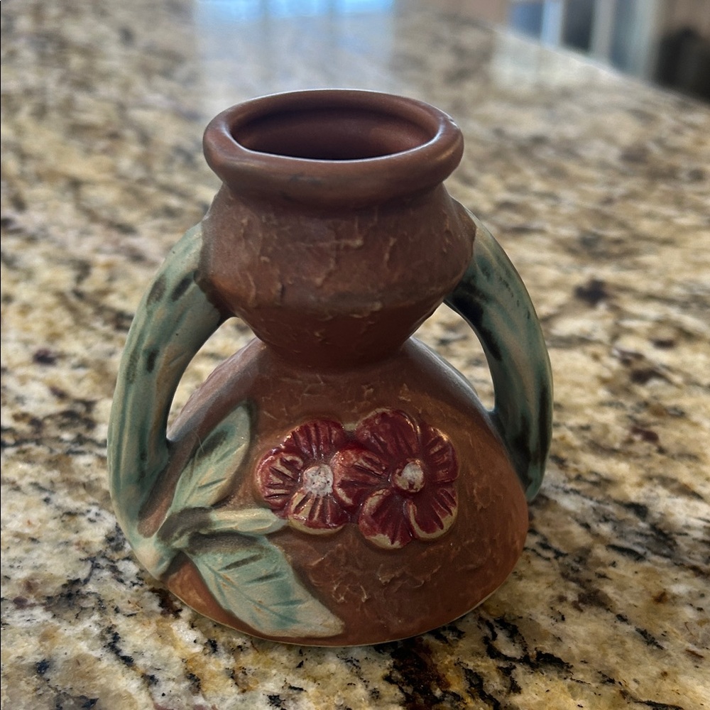 Vintage Roseville Pottery Floral Ceramic Vase with Handles